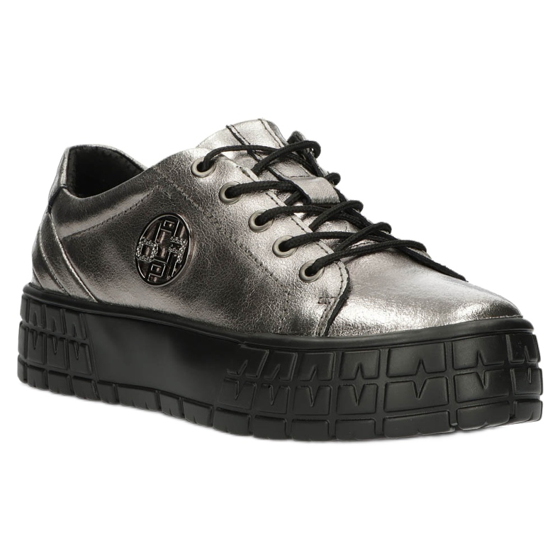Filippo Stilfulde DP3528 / 22 GN Gun Metal Læder Sneakers brun sølv 5