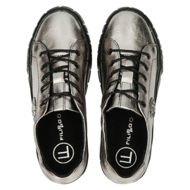 Filippo Stilfulde DP3528 / 22 GN Gun Metal Læder Sneakers brun sølv 4