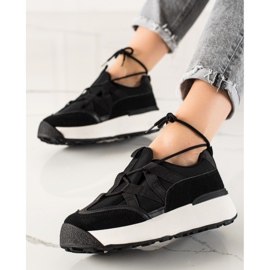 Seastar Bundet sneakers på platformen sort 1