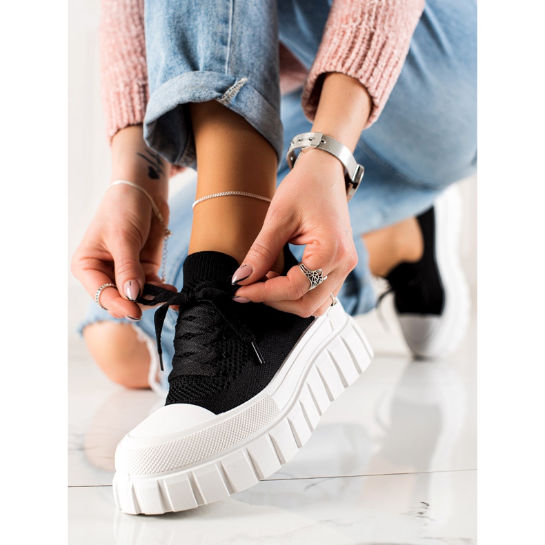 TRENDI Mode sneakers på platformen sort 1