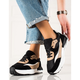 TRENDI Komfortable SORT OG BEIGE Sneakers 2