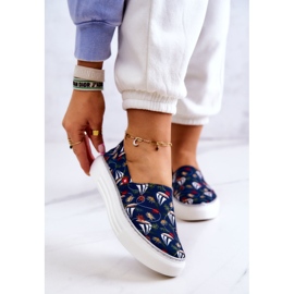 Damesneakers Slip On Memory Foam Big Star JJ276016 Marineblå flerfarvet 1