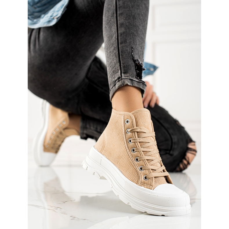 Sweet Shoes Sneakers i høj ruskind beige brun 2