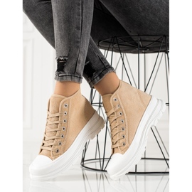 Sweet Shoes Sneakers i høj ruskind beige brun 1