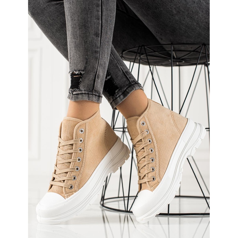 Sweet Shoes Sneakers i høj ruskind beige brun 1