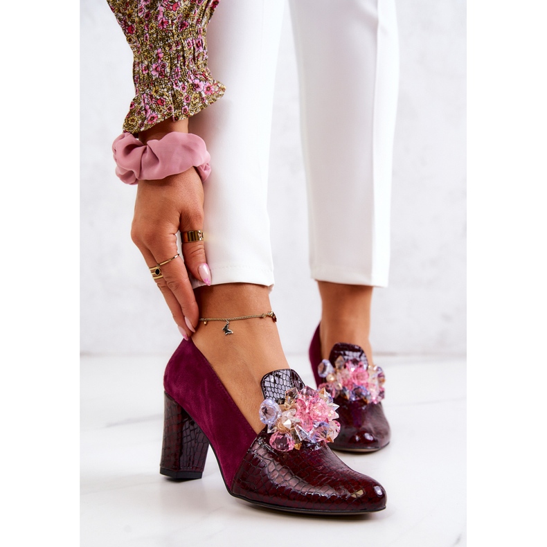 Suede Snakeskin Pumps med rødbrun Mallory Ornament 1