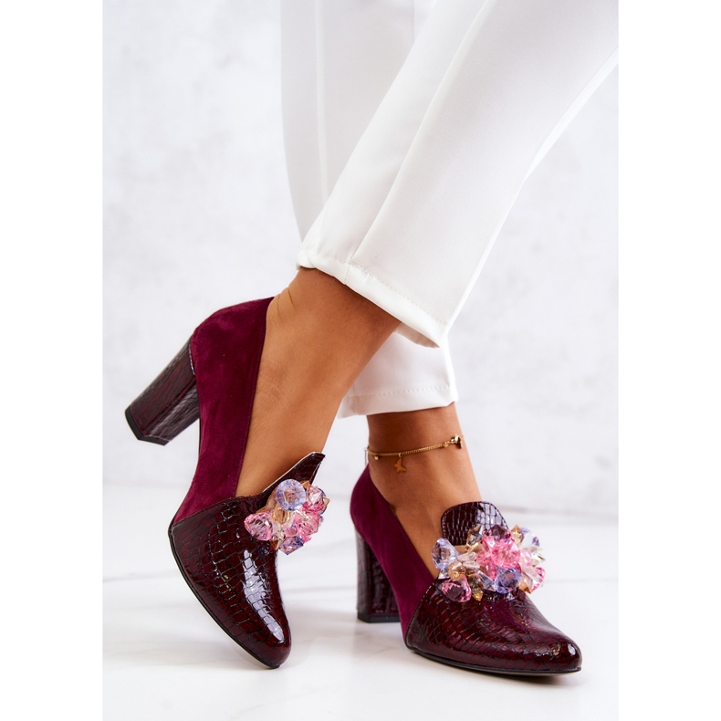 Suede Snakeskin Pumps med rødbrun Mallory Ornament 2