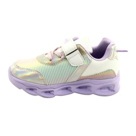 NEWS ADI Sportssko LED Glødende Velcro Nyheder 22DZ32-4837 Lilac-White lilla lyserød sølv 1