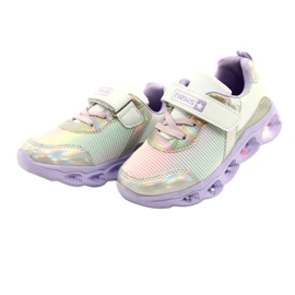 NEWS ADI Sportssko LED Glødende Velcro Nyheder 22DZ32-4837 Lilac-White lilla lyserød sølv 2