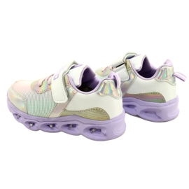 NEWS ADI Sportssko LED Glødende Velcro Nyheder 22DZ32-4837 Lilac-White lilla lyserød sølv 4