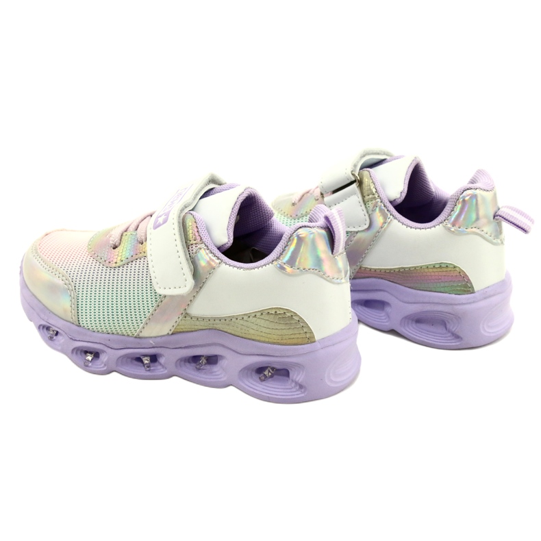 NEWS ADI Sportssko LED Glødende Velcro Nyheder 22DZ32-4837 Lilac-White lilla lyserød sølv 4