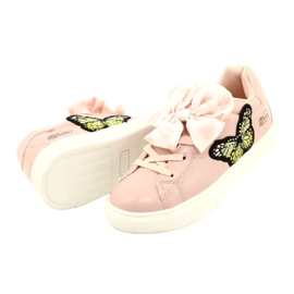 Pigeres lyserøde sports -sneakers med en bue og sommerfugl American Club ES64 3