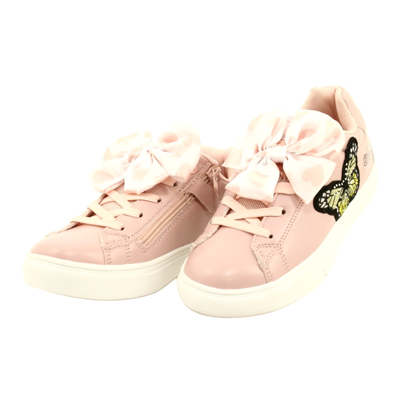 Pigeres lyserøde sports -sneakers med en bue og sommerfugl American Club ES64 2