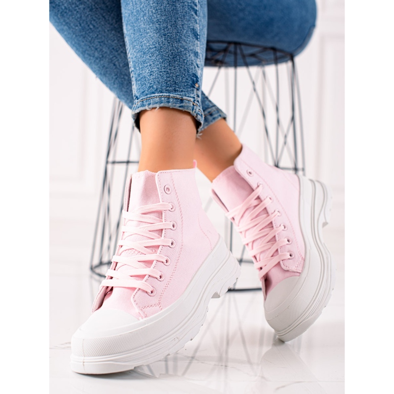 TRENDI Høje lyserøde sneakers 1
