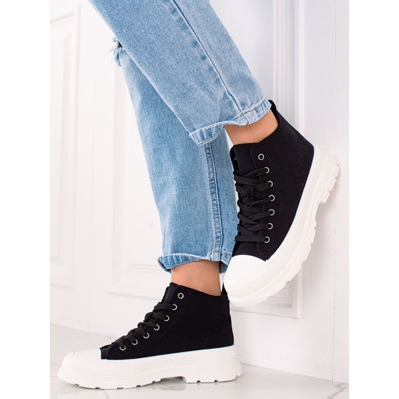 TRENDI Komfortable sneakers på platformen sort 1