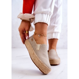 Dame flettede sneakers Slip On Big Star JJ274394 Beige 1