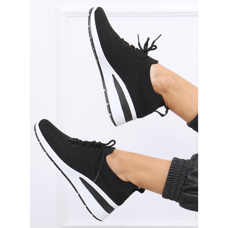 Sock wedge sko Binita Black sort 1
