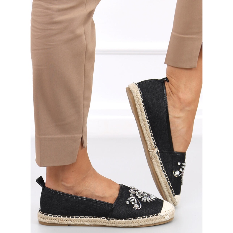 Espadriller med Birbal Black sten sort 1