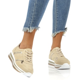 Lædersneakers i ruskind Filippo DP2004 / 21 BE beige gylden 3