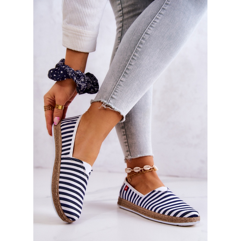 Espadriller til kvinder Big Star Slip-on bælter FF276027 Marineblå hvid 2