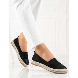 TRENDI Sort Espadrilles med glitter 2