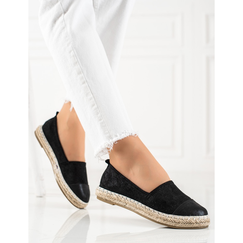 TRENDI Sort Espadrilles med glitter 2