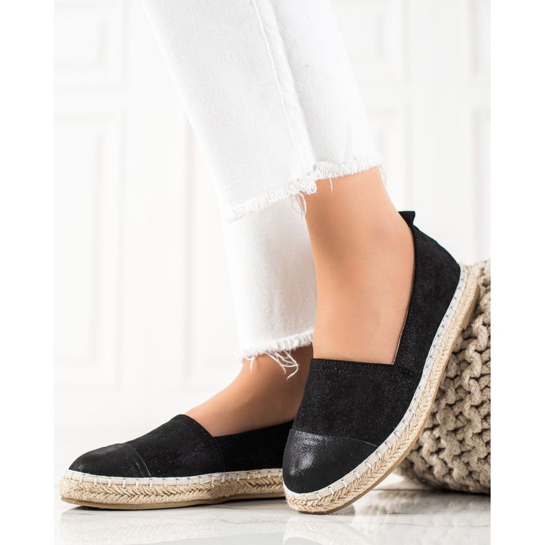 TRENDI Sort Espadrilles med glitter 1