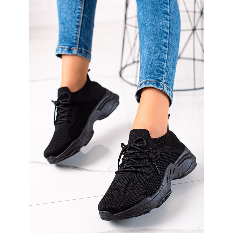Renda Sorte sneakers med snøre 1