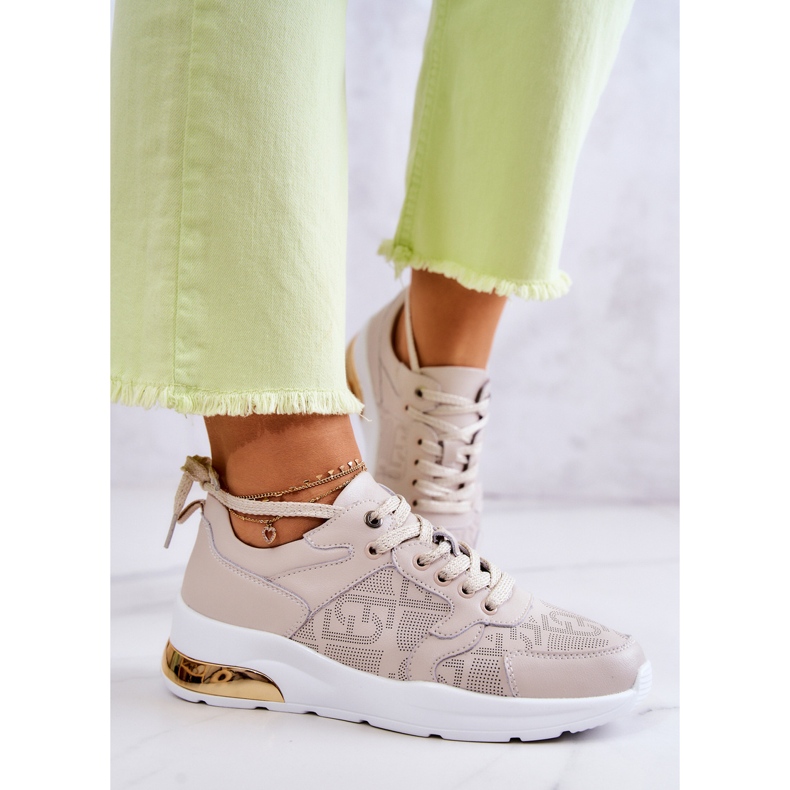 S.Barski Læder Dame Wedge Sneakers Beige Phiness 2