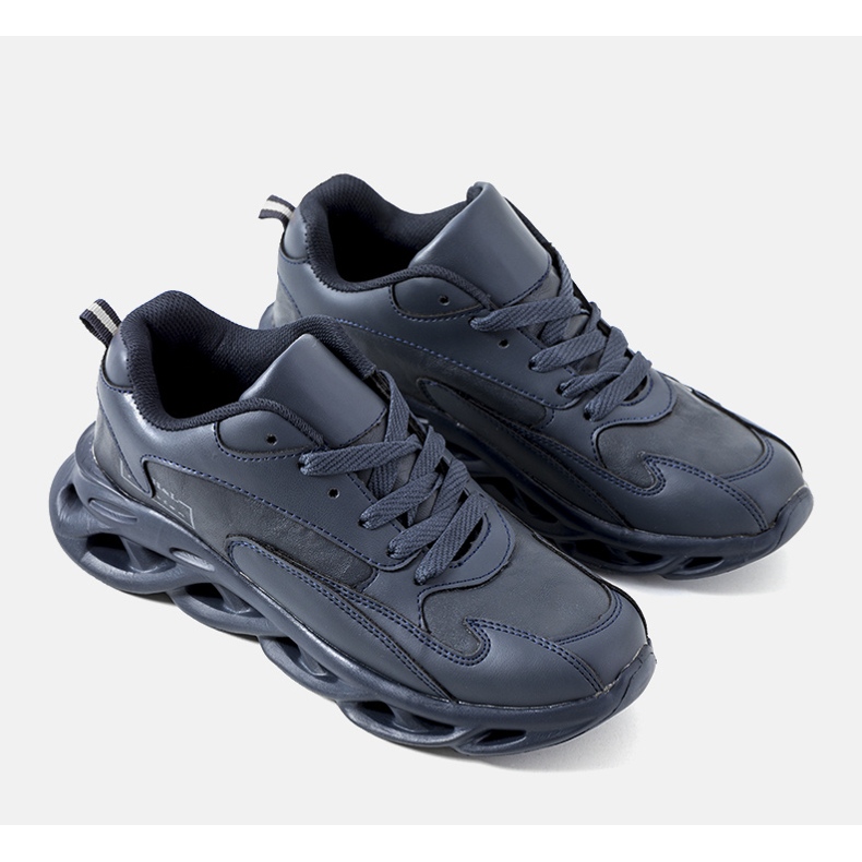 Cedric marineblå herresneakers grå 1