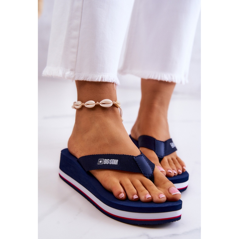 Dameflip-flops på wedge Big Star JJ274A331 Marineblå 2