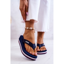Dameflip-flops på wedge Big Star JJ274A331 Marineblå 1