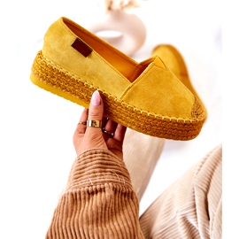 Inna Lesley Yellow Slip On Espadrilles i ruskind gul 1