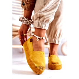 Inna Lesley Yellow Slip On Espadrilles i ruskind gul 2