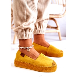 Inna Lesley Yellow Slip On Espadrilles i ruskind gul 3