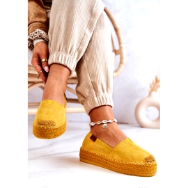 Inna Lesley Yellow Slip On Espadrilles i ruskind gul 4
