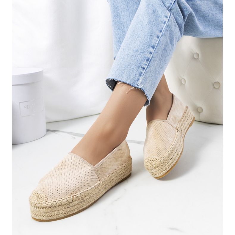 Beige Capelle gennembrudte espadriller 1