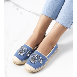 Blå espadriller med blok cubic zirconia 1