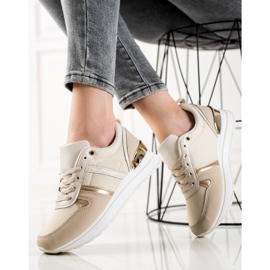 Sweet Shoes Klassiske komfortable sneakers beige gylden 1
