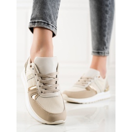 Sweet Shoes Klassiske komfortable sneakers beige gylden 2