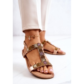 S.Barski Damesandaler med Rhinestones Rose Gold Julies gylden 2