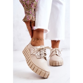 PA1 Lædersko På Beige Hypnose Platform 1