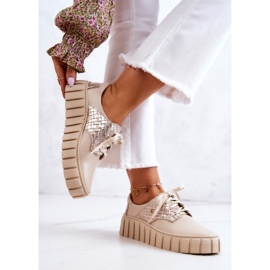 PA1 Lædersko På Beige Hypnose Platform 2