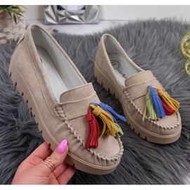 Læder loafers med frynser Filippo W PAW327A beige 1