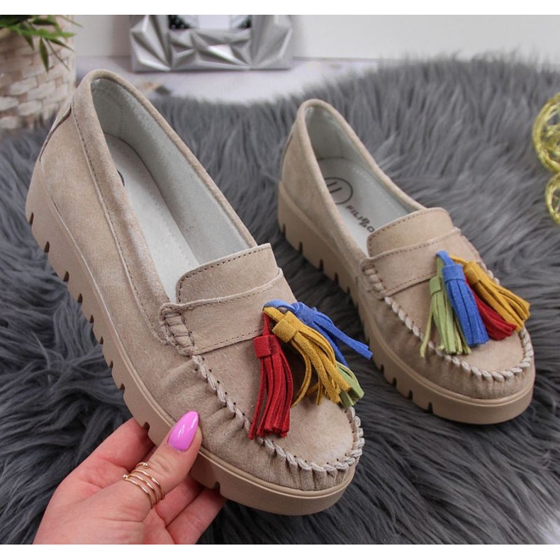 Læder loafers med frynser Filippo W PAW327A beige 1