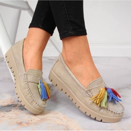 Læder loafers med frynser Filippo W PAW327A beige 2