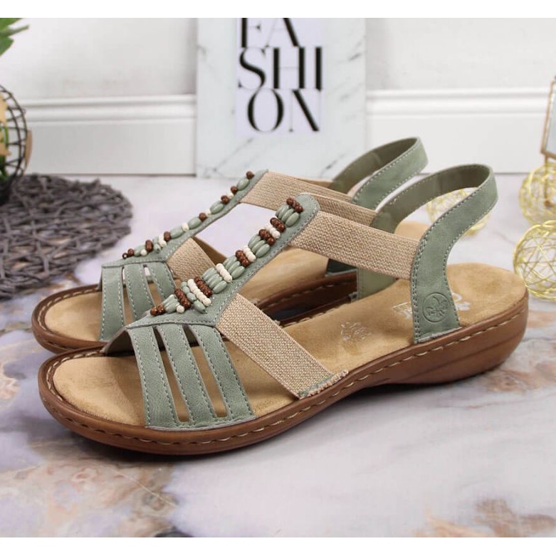 Grønne Rieker W RKR512 elastiske sandaler 2