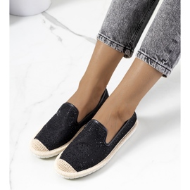 Sorte espadriller med Punter cubic zirconia 1