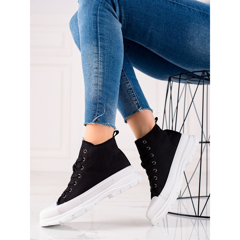 Forever Folie Sorte sneakers på platformen 1