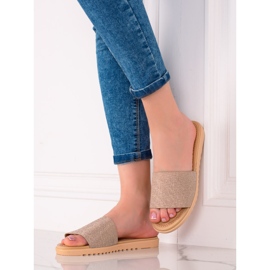 TRENDI Glitter hjemmesko beige 1